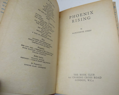 Phoenix Rising by Marguerite Steen, The Third Book of the Flood Trilogy, 1953 book image 3