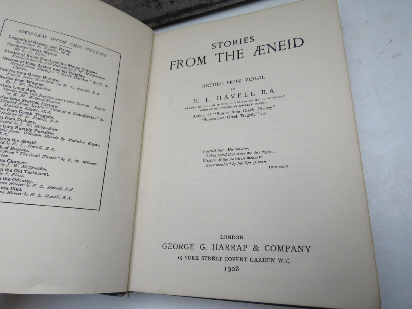 Stories From the Aeneid retold from Virgil by H.L. Havell, 1908