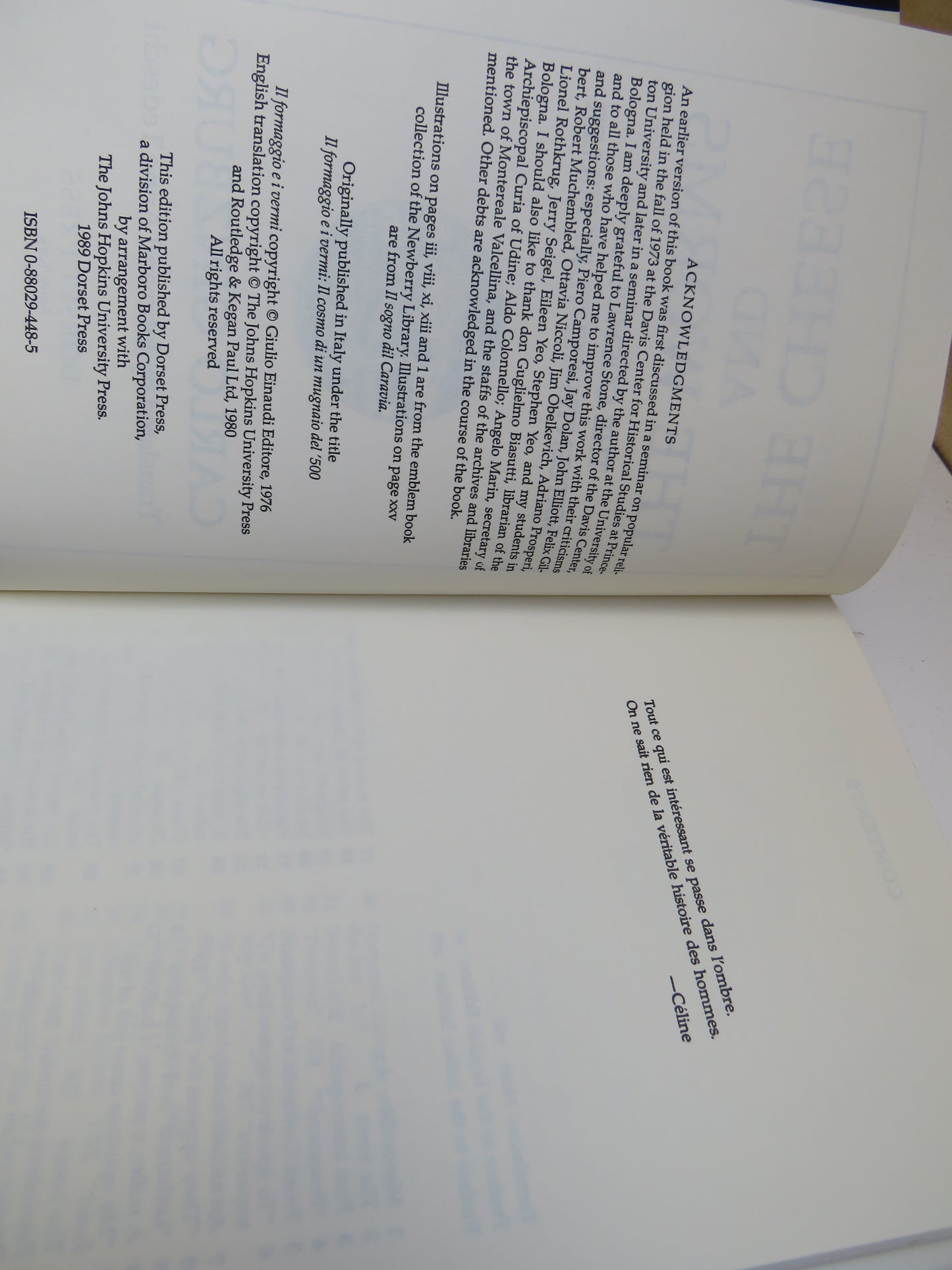 The Cheese and The Worms The Cosmos Of A Sixteenth-Century Miller By Carlo Ginzburg Translated by John and Anne Tedeschi 1980