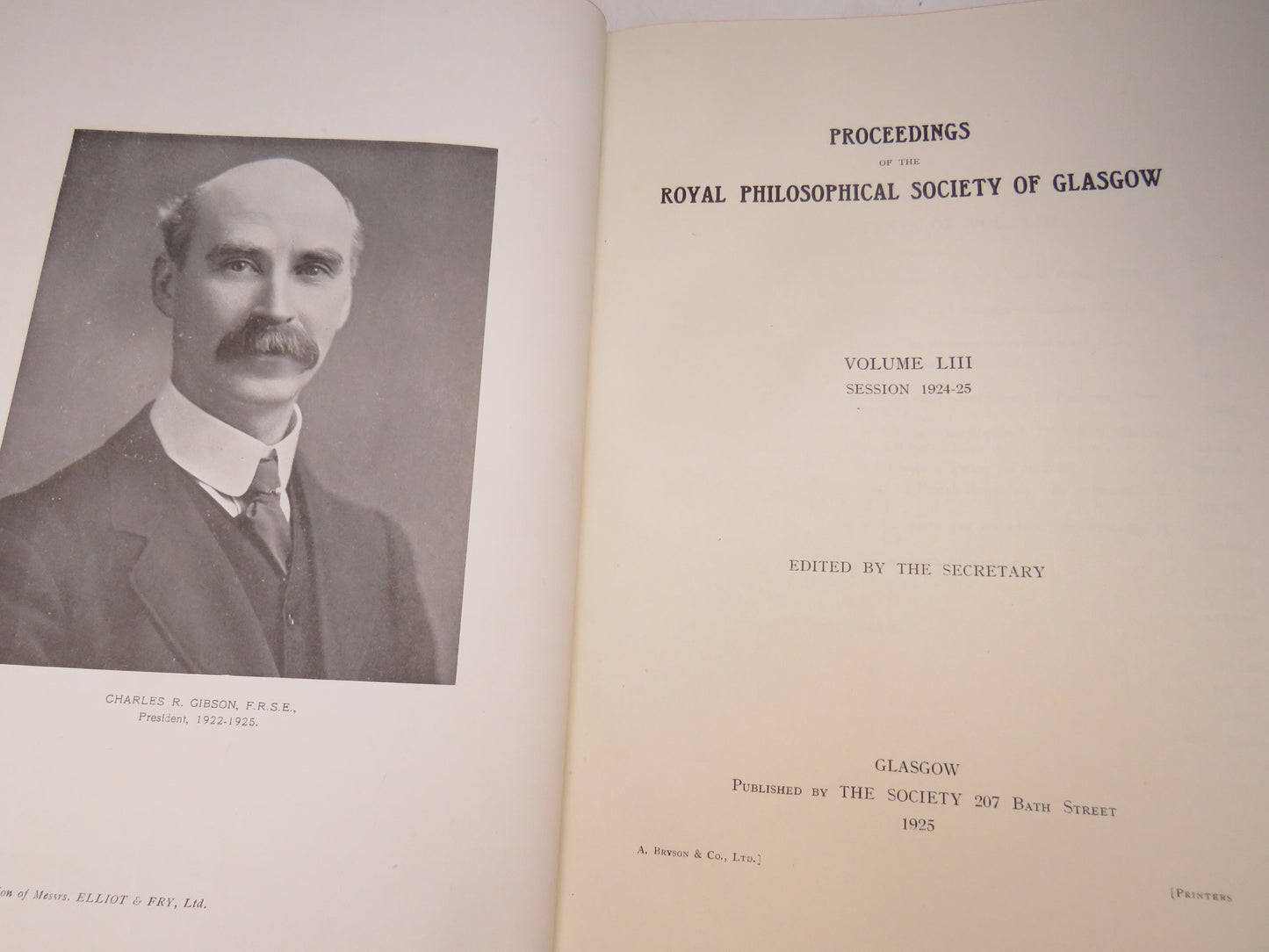Proceedings of the Royal Philosophical Society of Glasgow Volume LIII Session 1924-25