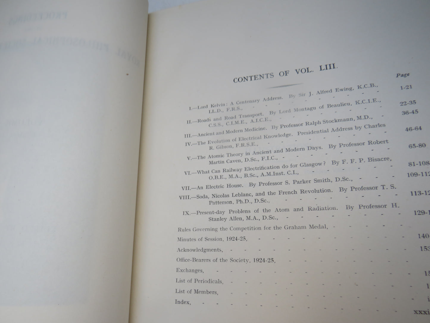 Proceedings of the Royal Philosophical Society of Glasgow Volume LIII Session 1924-25