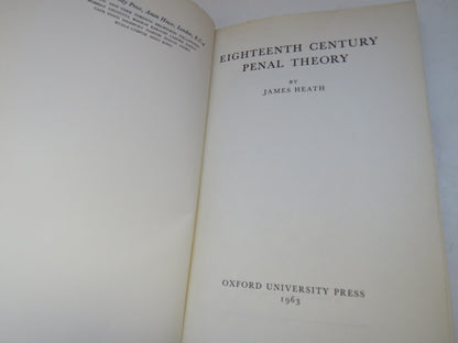 Eighteenth Century Penal Theory By James Heath 1963 Vintage Book book image 2