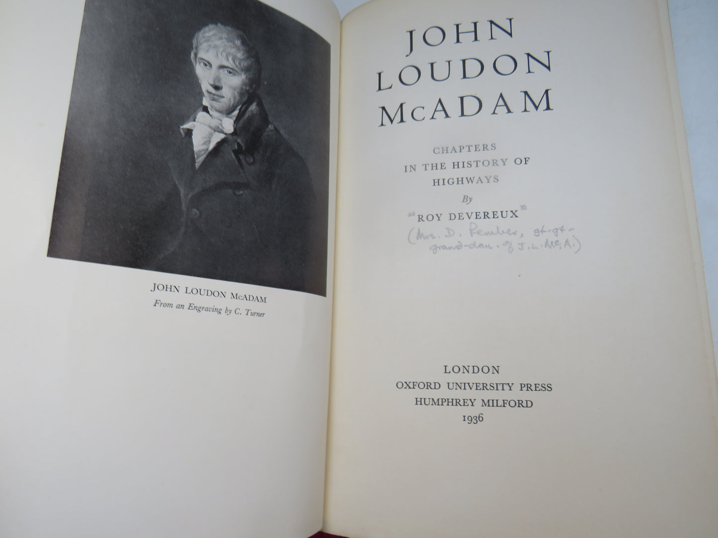 John Loudon McAdam Chapters In The History of Highways By Roy Devereux 1936