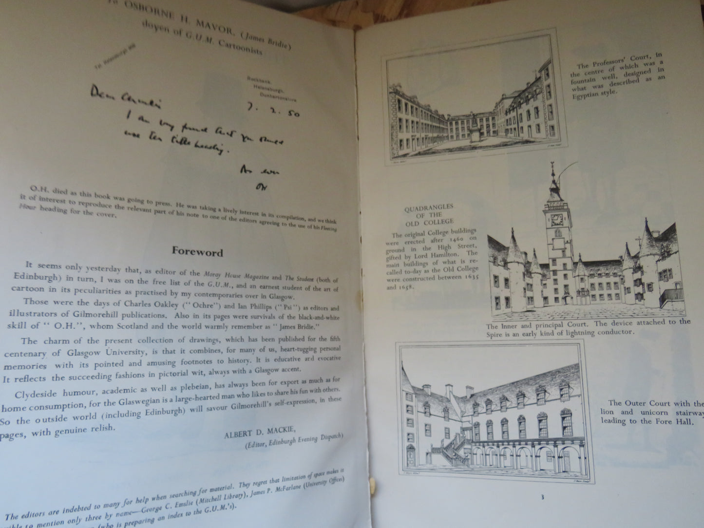 The Fleeting Years A Collection of Drawings of Incidents and Personalities At Glasgow University 1951