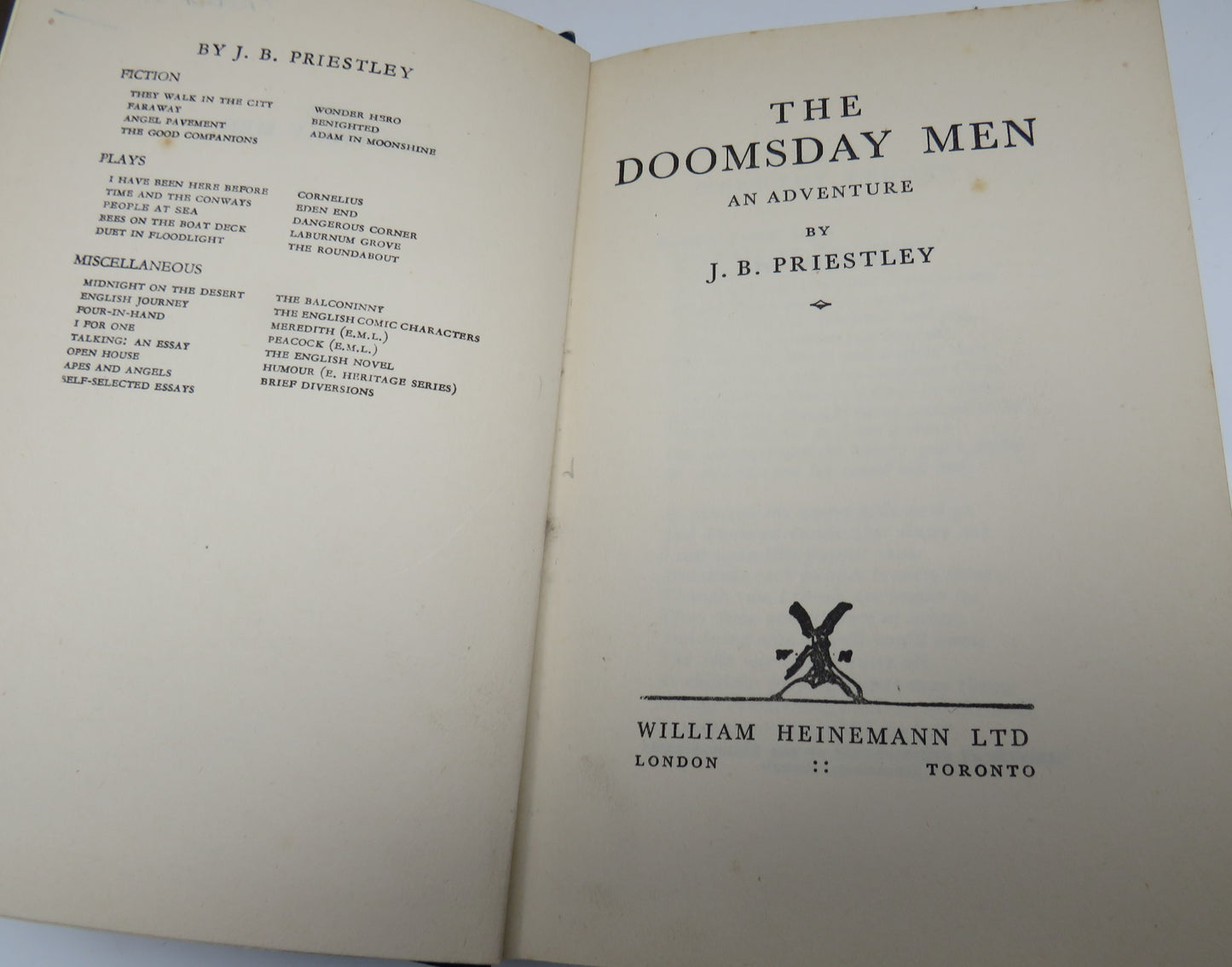 The Doomsday Men by J. B. Priestley, 1938