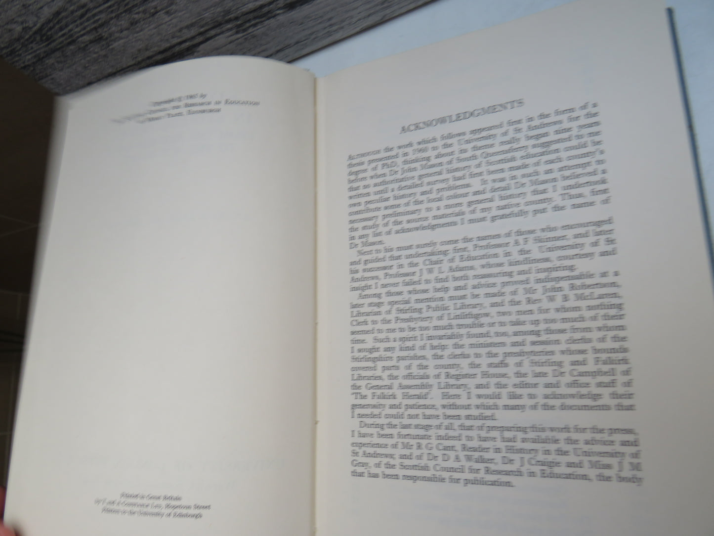 Education In Stirlingshire From The Reformation To The Act of 1872 By Andrew Bain 1965