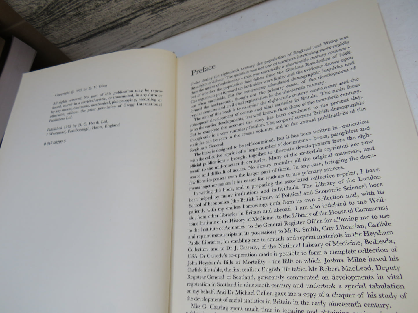 Numbering The People The Eighteenth-Century Population Controversy and the Development of Census and Vital Statistics In Britain By D.V. Glass 1973
