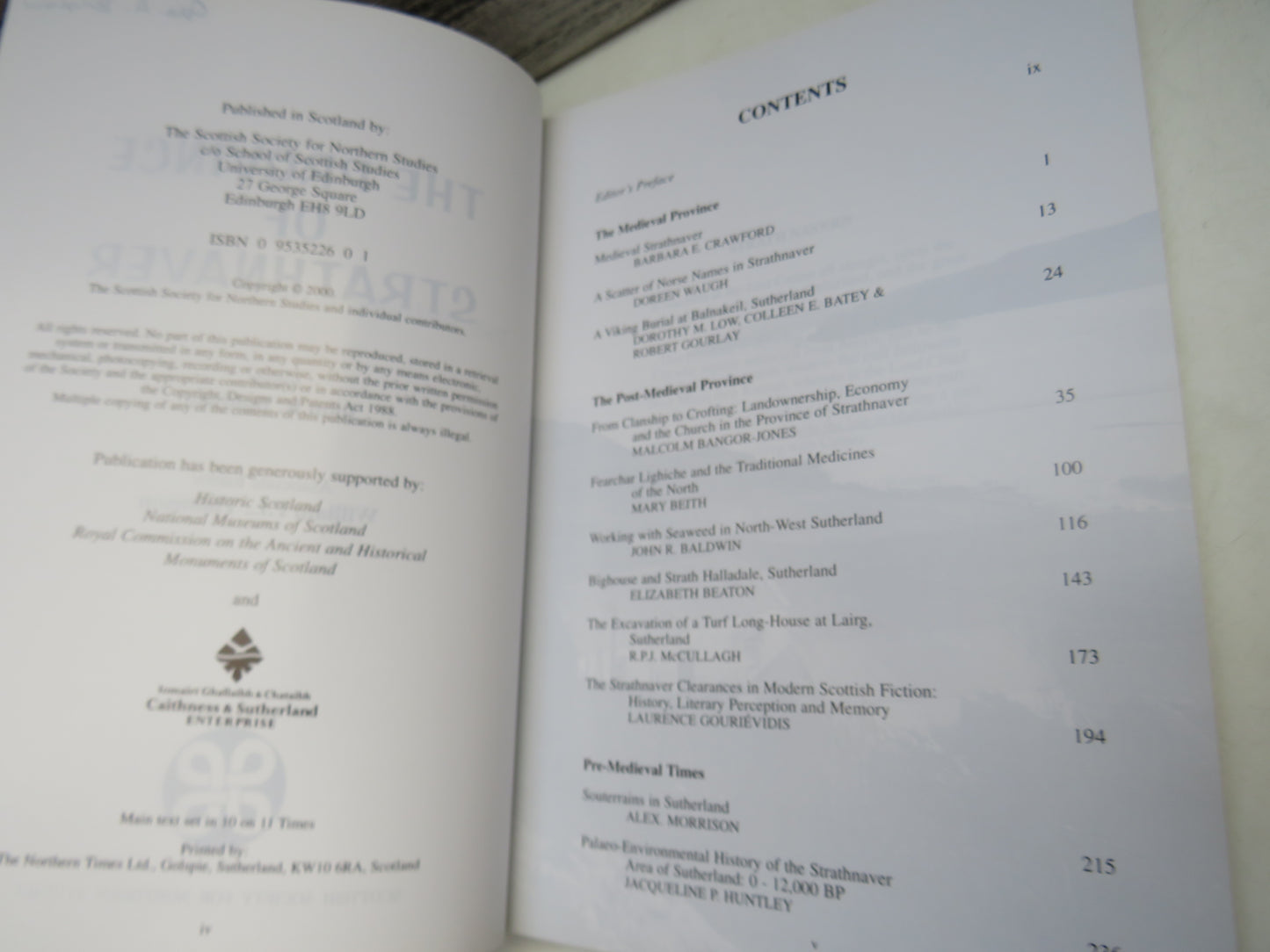The Province of Strathnaver Editor John R. Baldwin 2000