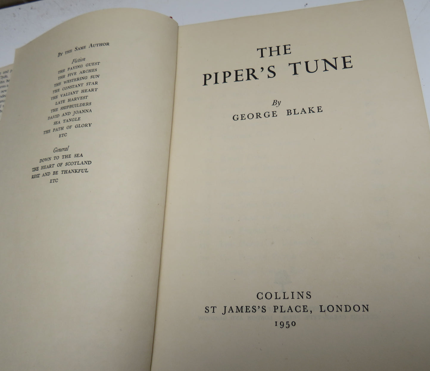 The Piper's Tune, A Novel by George Blake, 1950