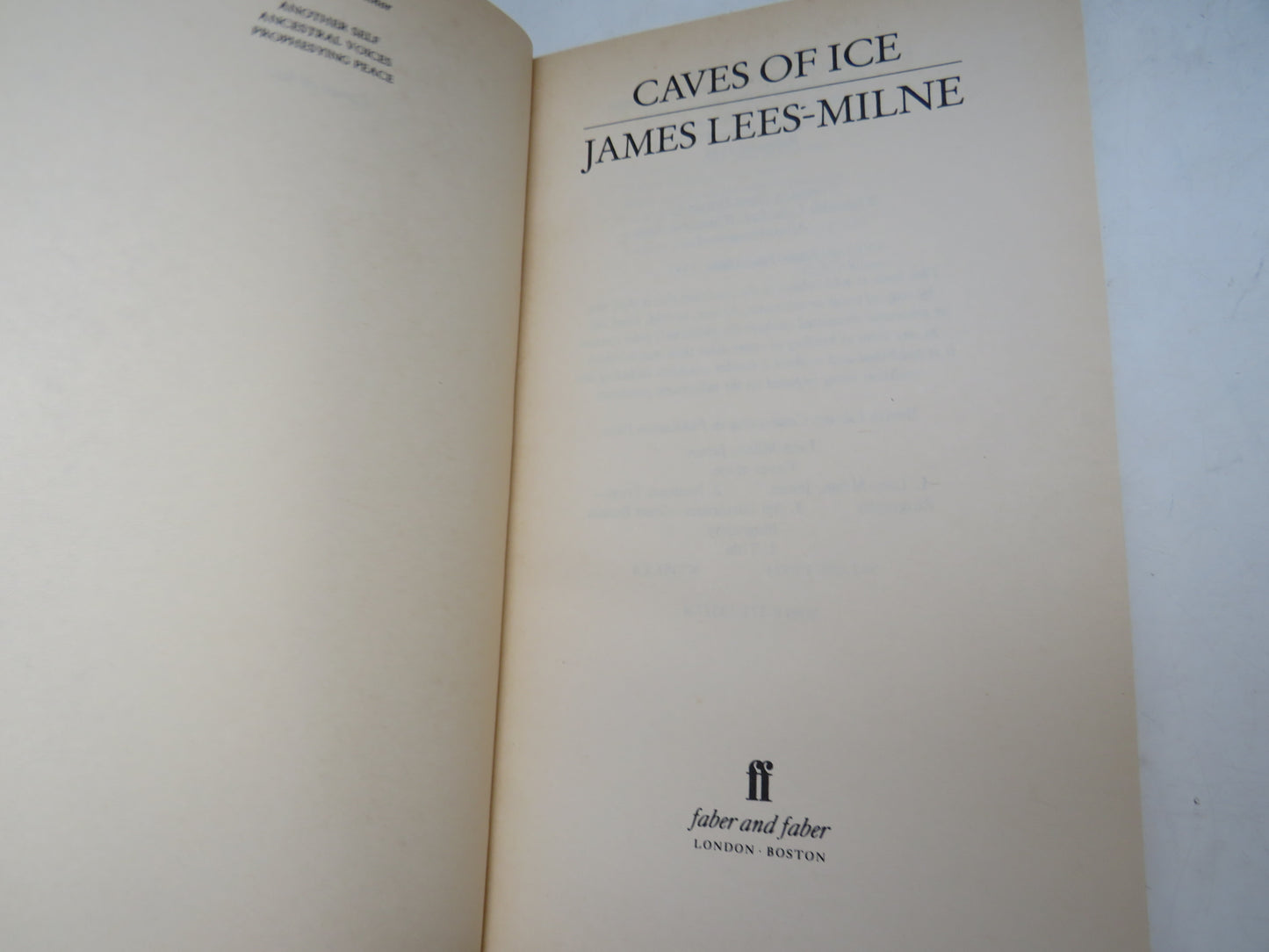 Caves of Ice By James Lees-Milne 1986