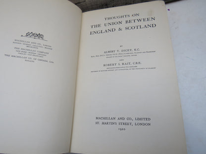 The Thoughts on the Union Between England & Scotland by A. Dicey, and R. Rait, 1920, Antique Book book image 4