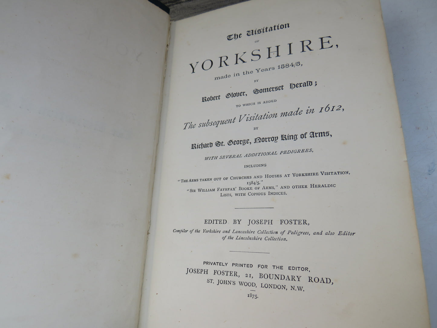 The Visitation of Yorkshire Made In The Years 1584/5, By Robert Glover, Somerset Herald 1875, book image 3