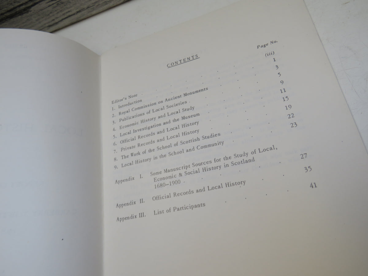 Local History In Scotland Report of Residential Course At Carberry Tower, Musselburgh, Midlothian 19th to 21st November 1965