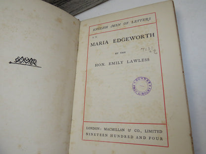 Maria Edgeworth By The Hon. Emily Lawless 1904 "English Men of Letters"