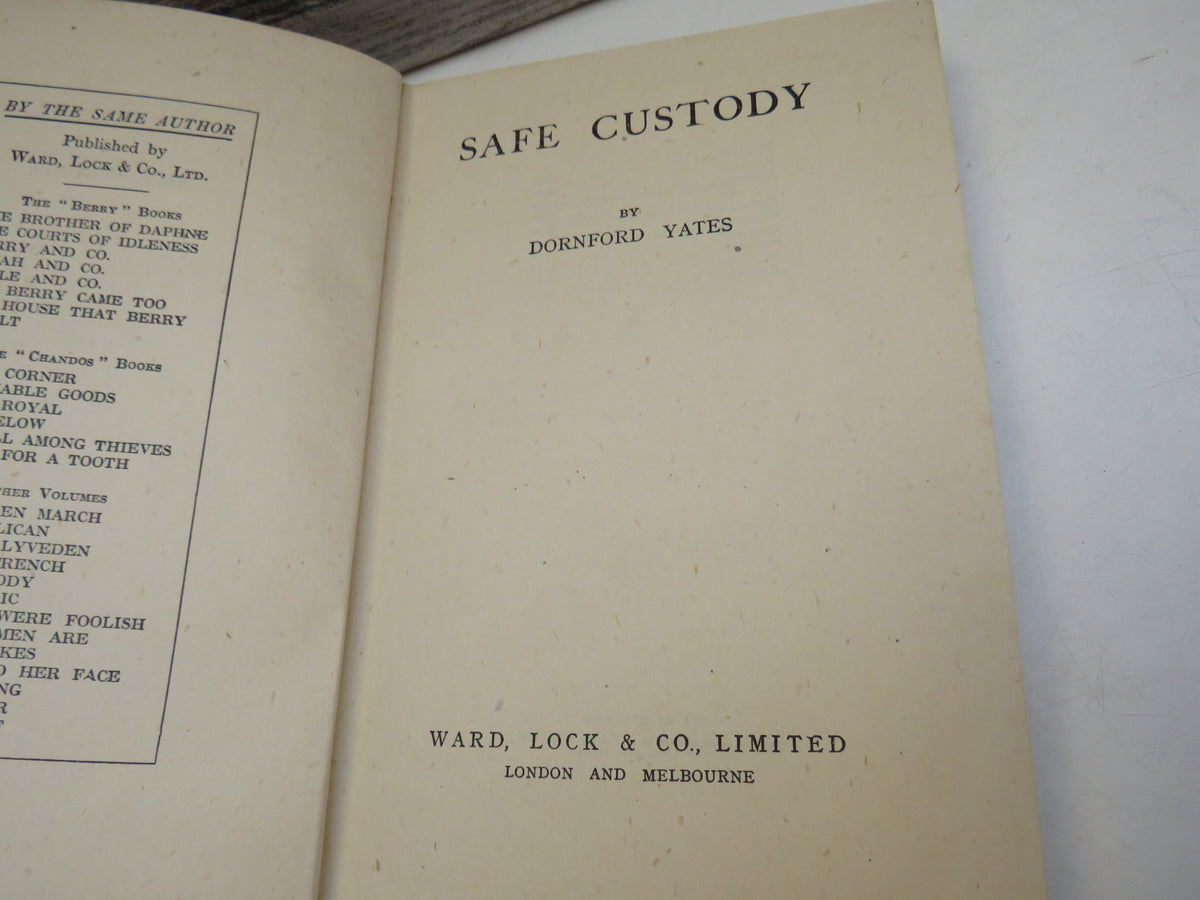 Safe Custody By Dornford Yates 1945