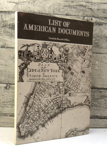 List of American Documents Scottish Record Office 1976 book front cover