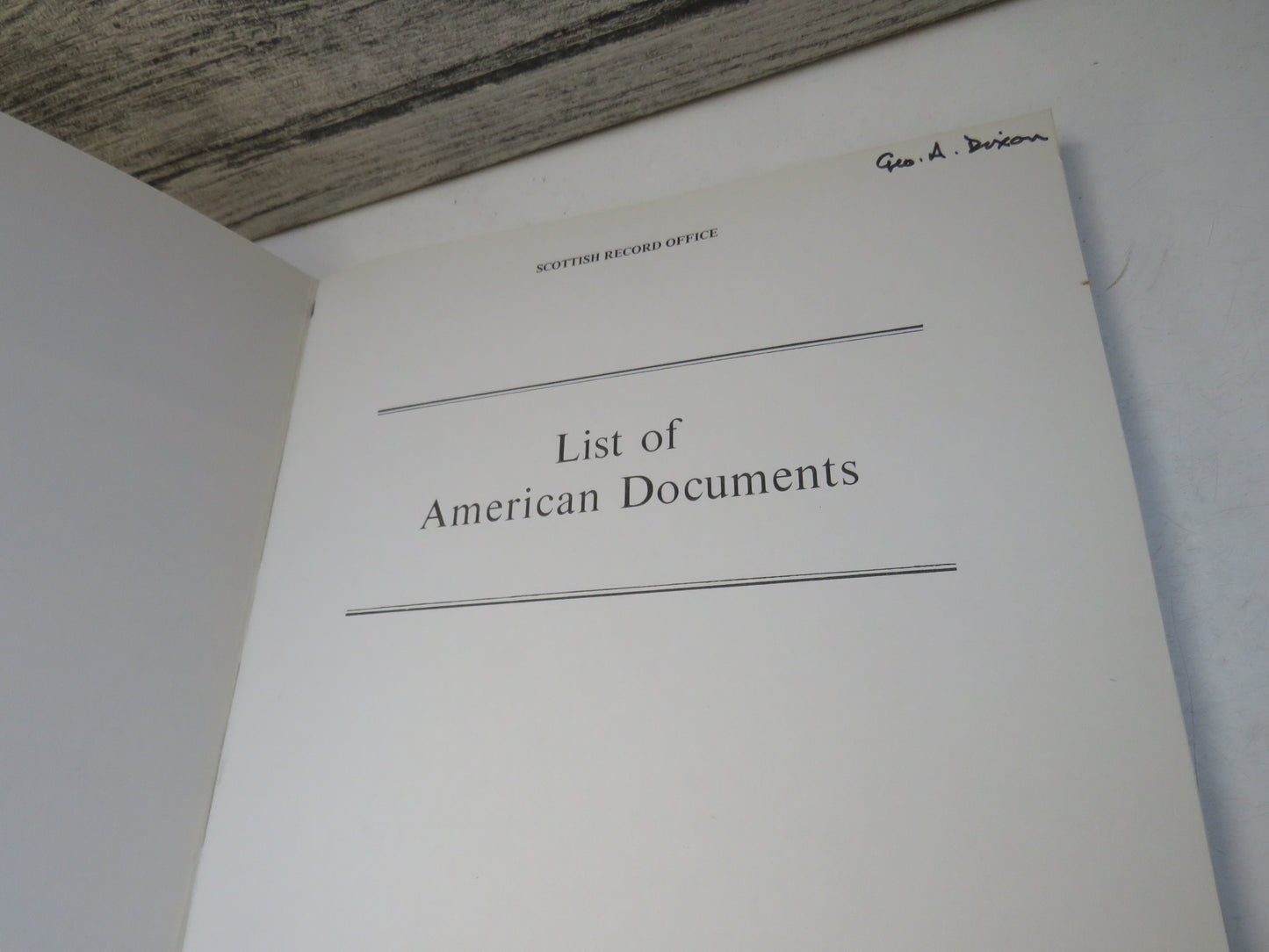 List of American Documents Scottish Record Office 1976, book image 3