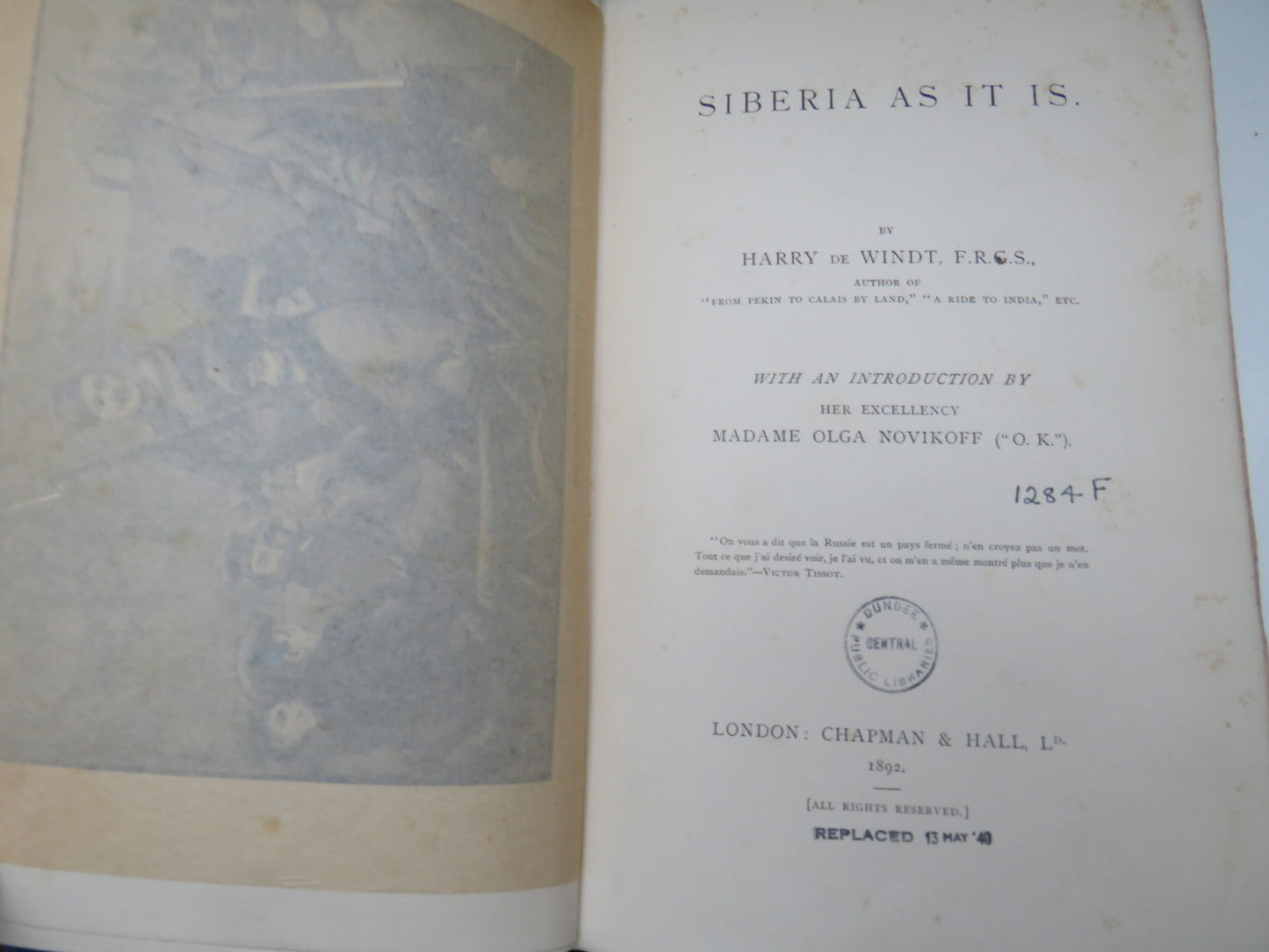 Siberia As It Is By Harry De Windt 1892