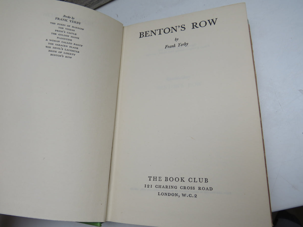 Benton's Row By Frank Yerby 1956