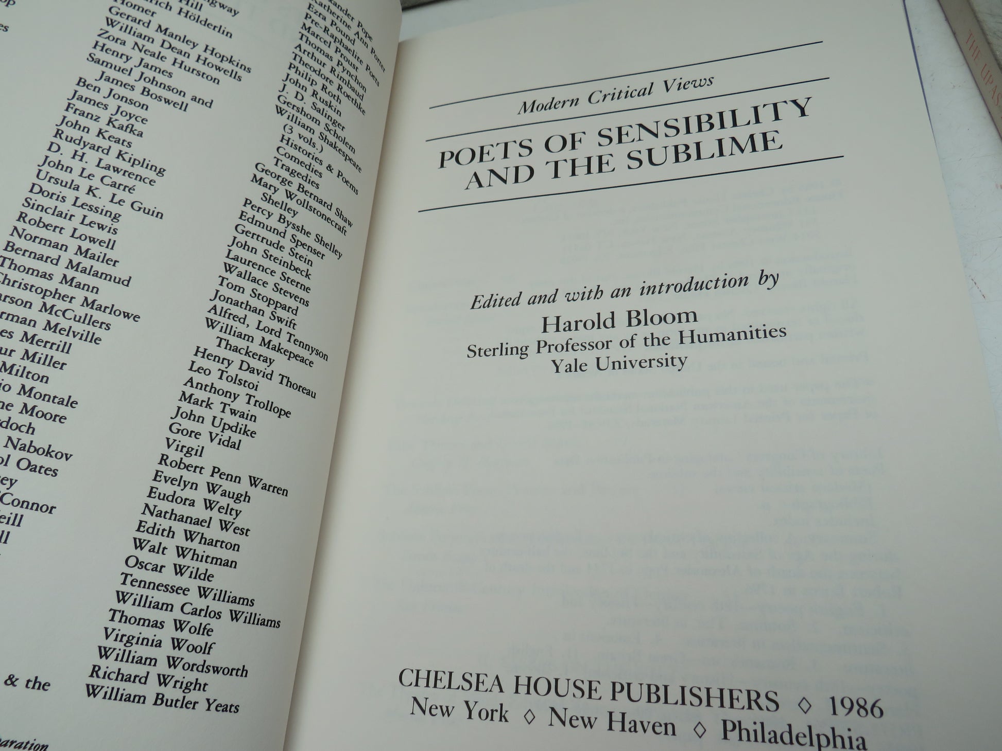 Modern Critical Views Poets of Sensibility and The Sublime Edited and With an Introduction By Harold Bloom 1986, book image 4