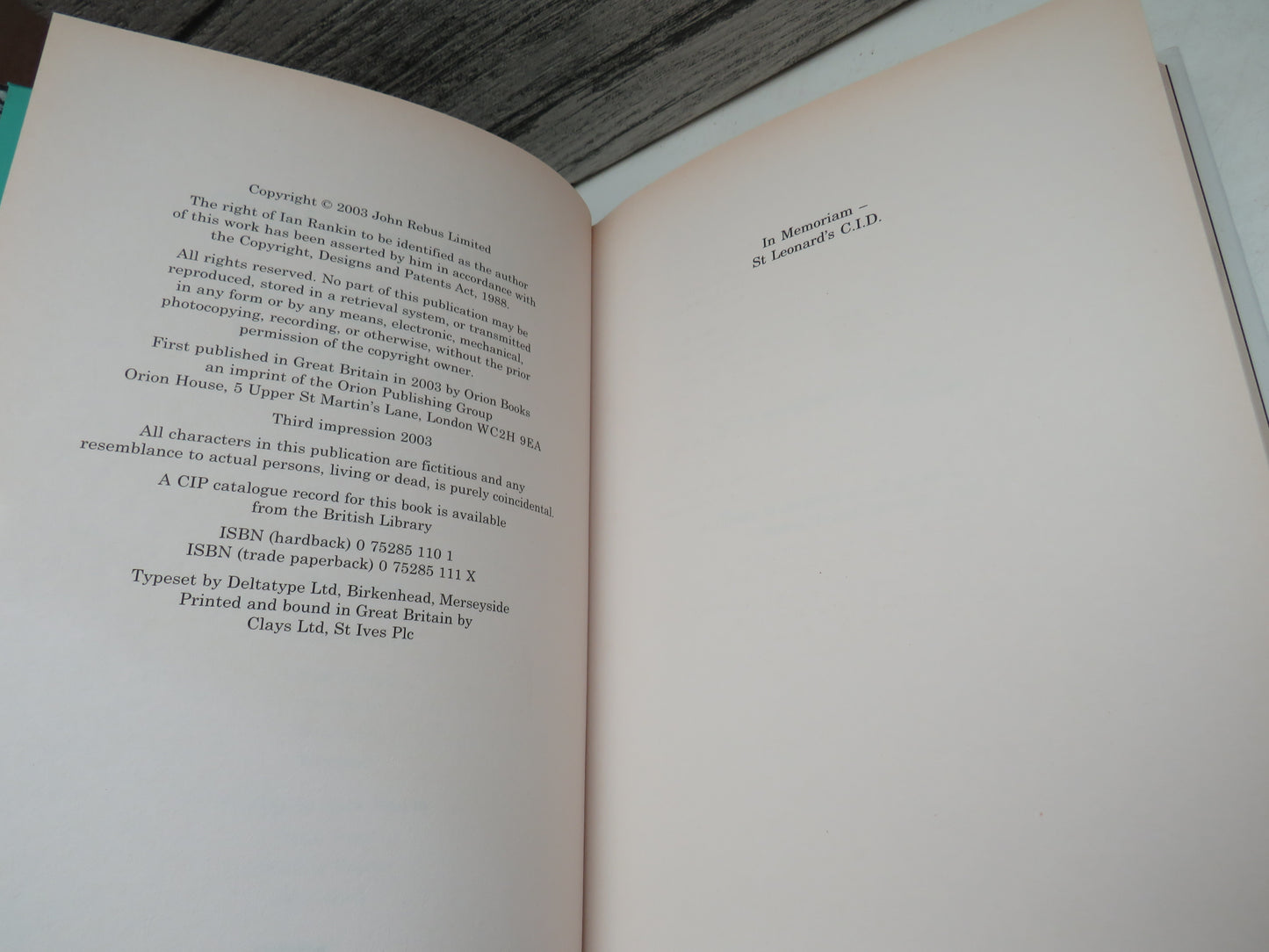 A Question of Blood By Ian Rankin 2003, book image 4