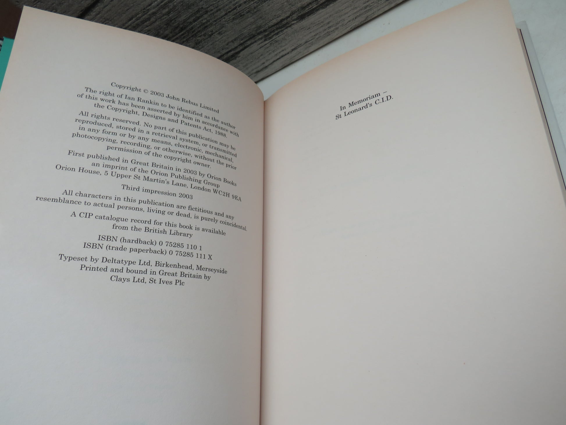 A Question of Blood By Ian Rankin 2003, book image 4
