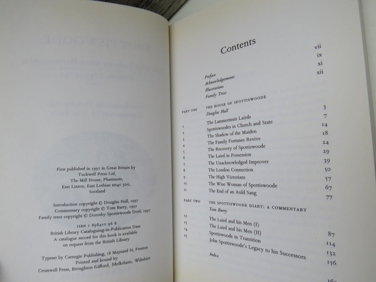 Spottiswoode: Life and Labour On A Berwickshire Estate, 1753 -1793 Introduction By Douglas Hall Commentary By Tom Barry 1997