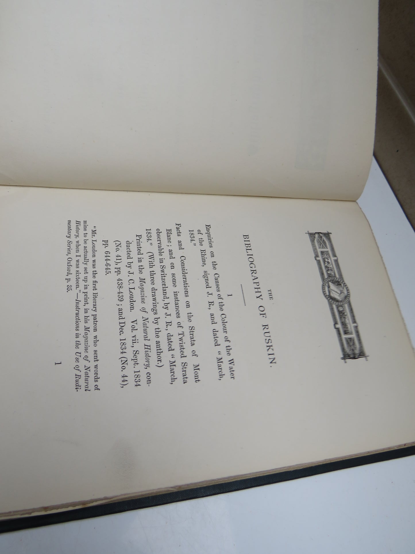 The Bibliography of Ruskin A Bibliographical List of the Published Writings In Prose and Verse of John Ruskin (From 1834 to 1881)