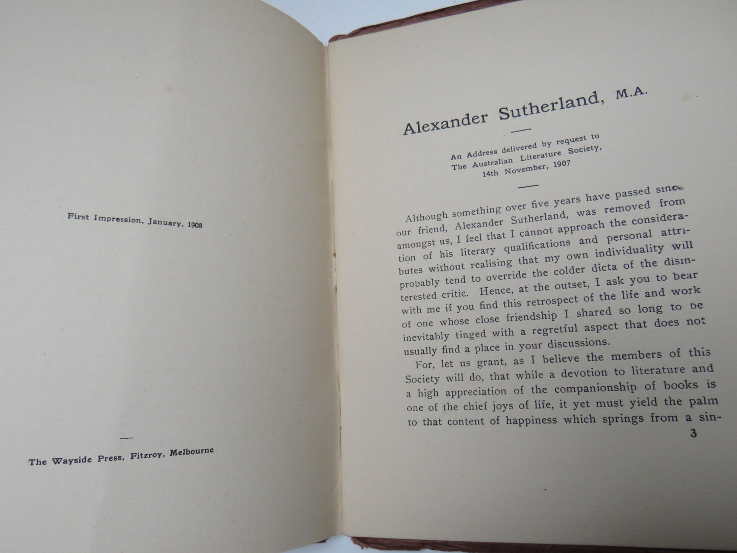 Alexander Sutherland His Life and Work By Henry Gyles Turner 1908