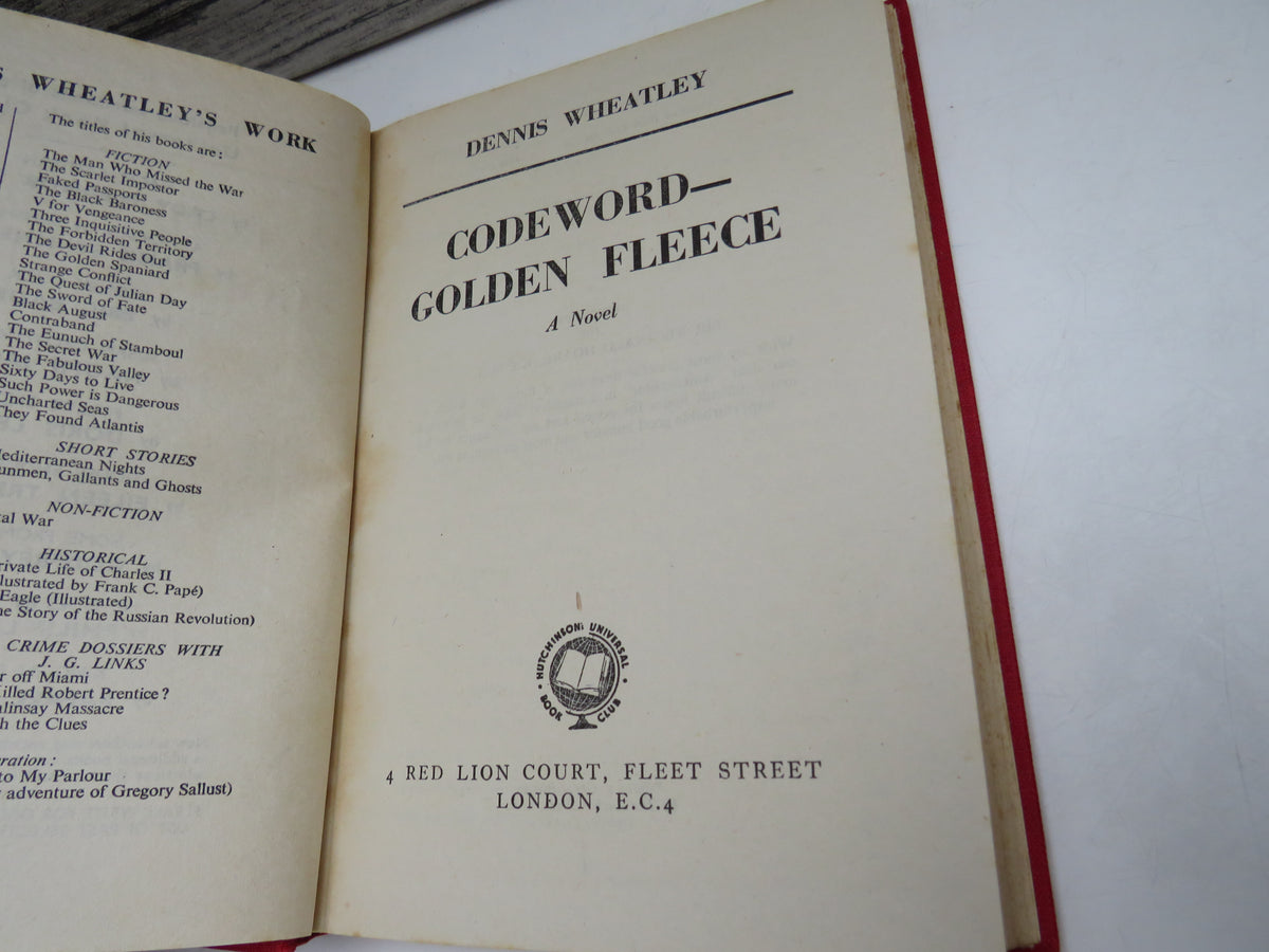Codeword: Golden Fleece A Novel by Dennis Wheatley 1947