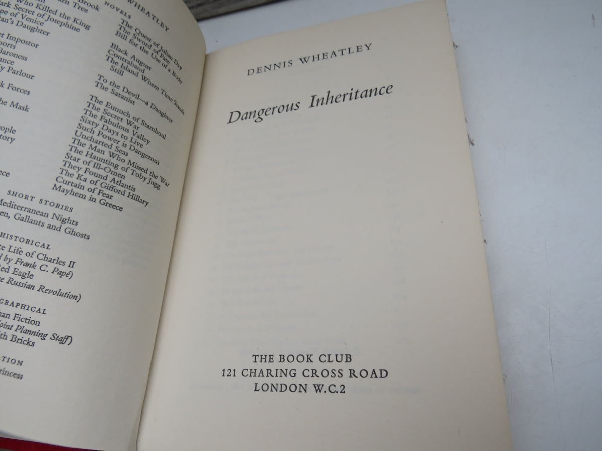 Dangerous Inheritance By Dennis Wheatley 1965 - The Book Club Edition