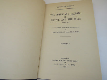 The Justiciary Records of Argyll and The Isles 1664-1705 by John Cameron, Volume I, 1949 book image 3