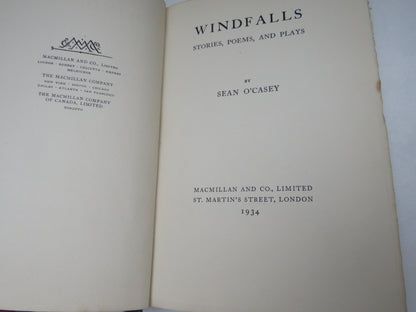 Windfalls Stories, Poems, and Plays By Sea O'Casey 1934