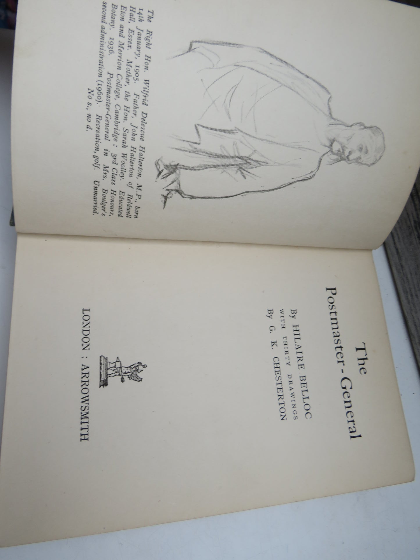 The Postmaster-General By Hilaire Belloc With Thirty Drawings By G.K. Chesterton 1932 1st Edition