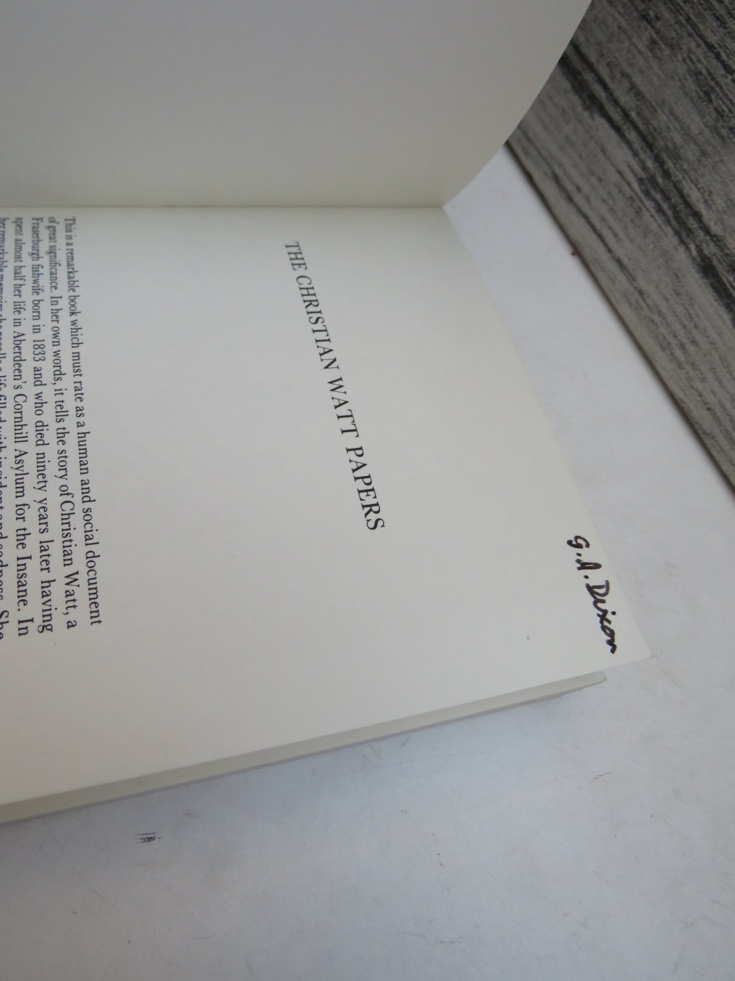 The Christian Watt Papers Edited and With An Introduction By David Fraser 1983