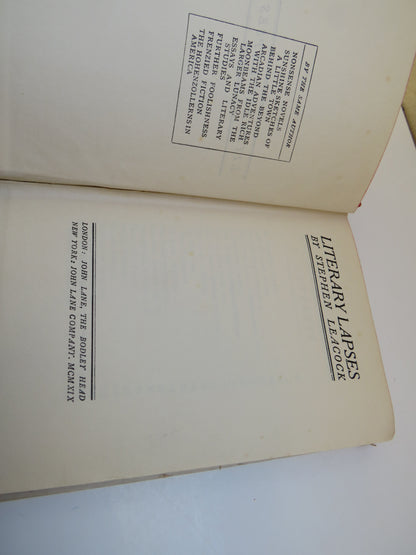 Literary Lapses by Stephen Leacock, 1919 book image 4