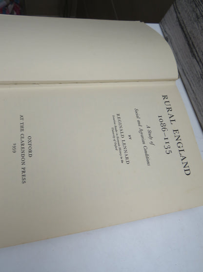 Rural England 1086-1135 A Study of Social and Agrarian Conditions By Reginald Lennard 1959