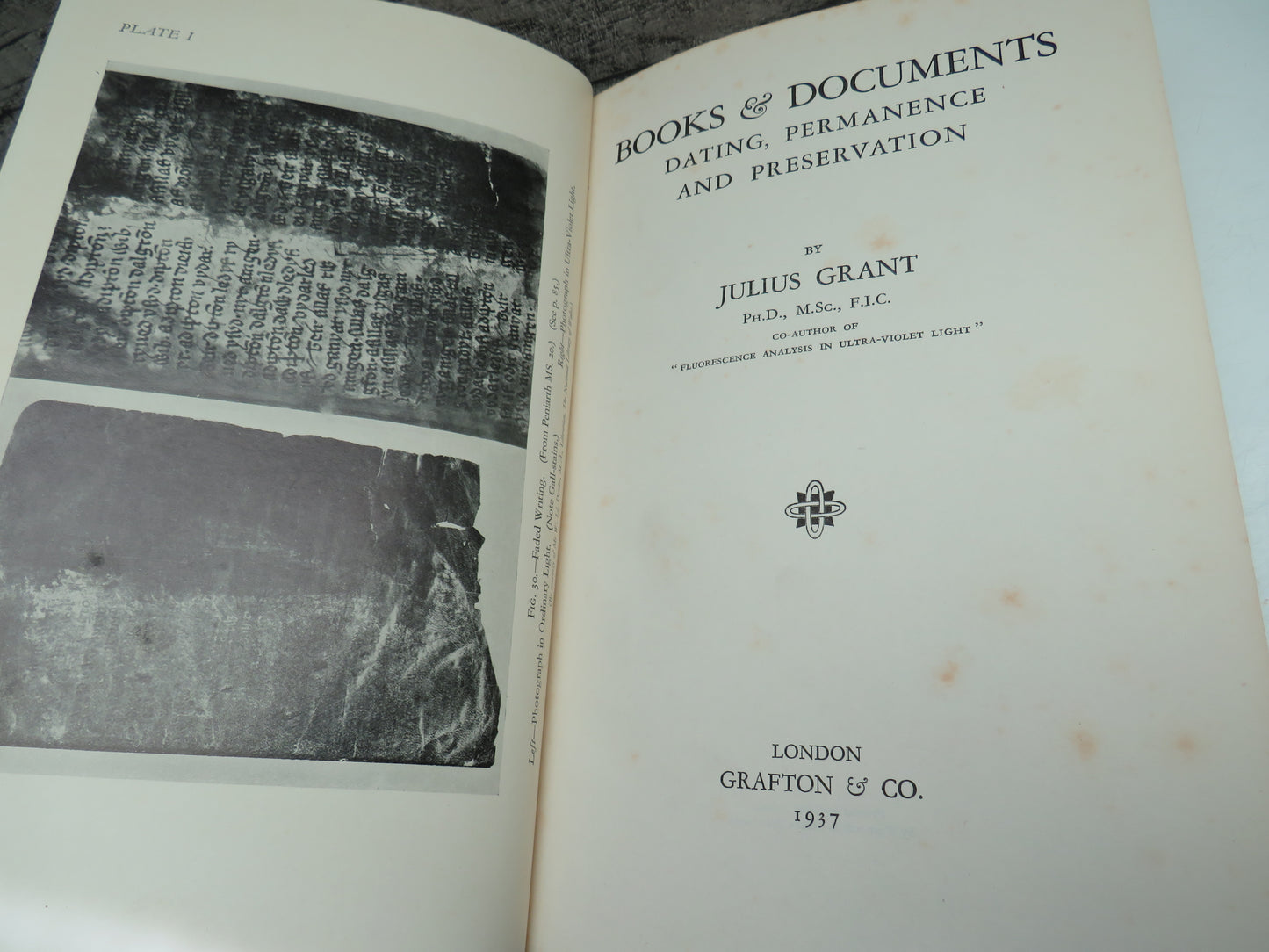 Books & Documents Dating, Permanence and Preservation By Julius Grant 1937