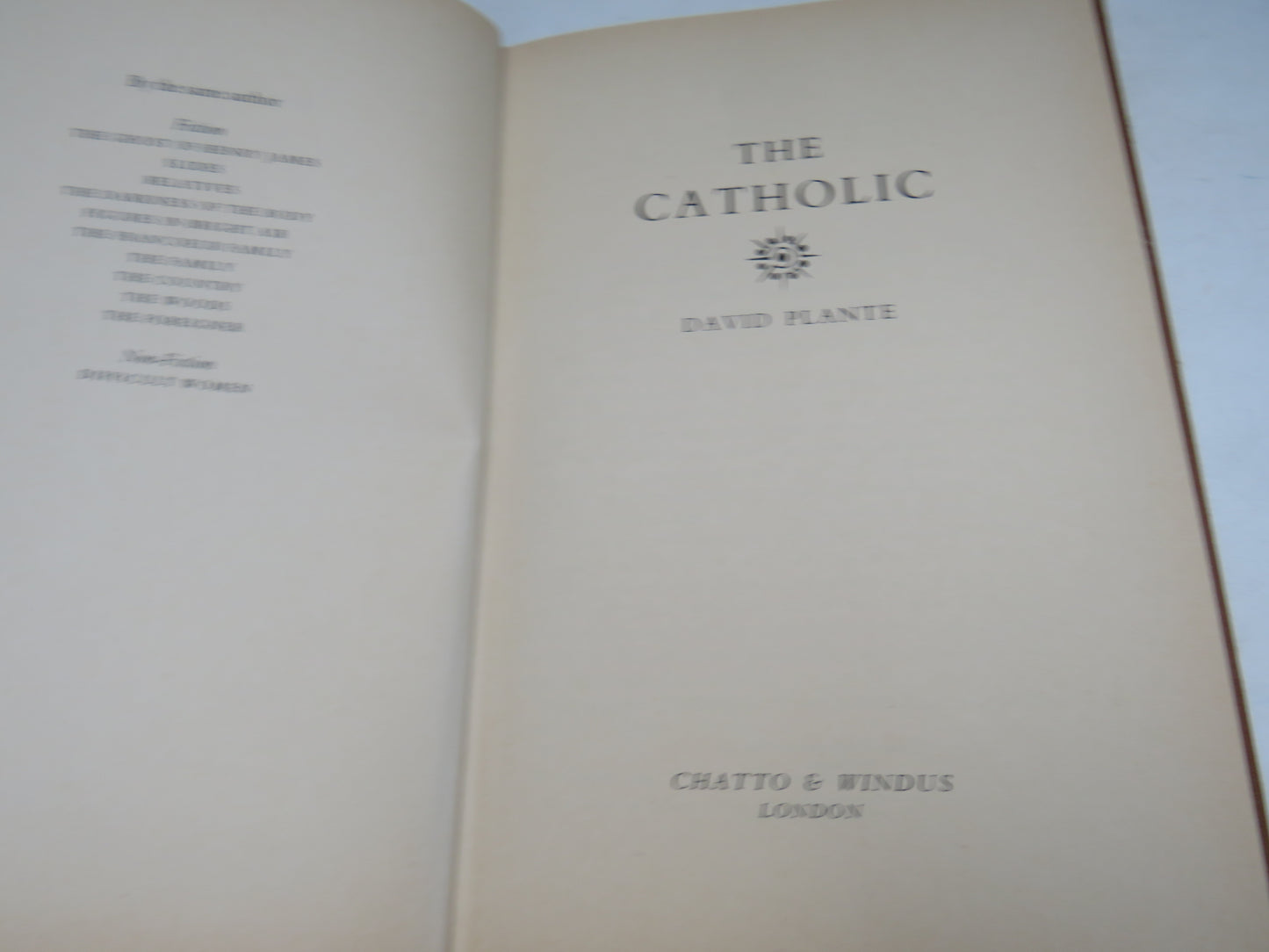 The Catholic By David Plante 1985