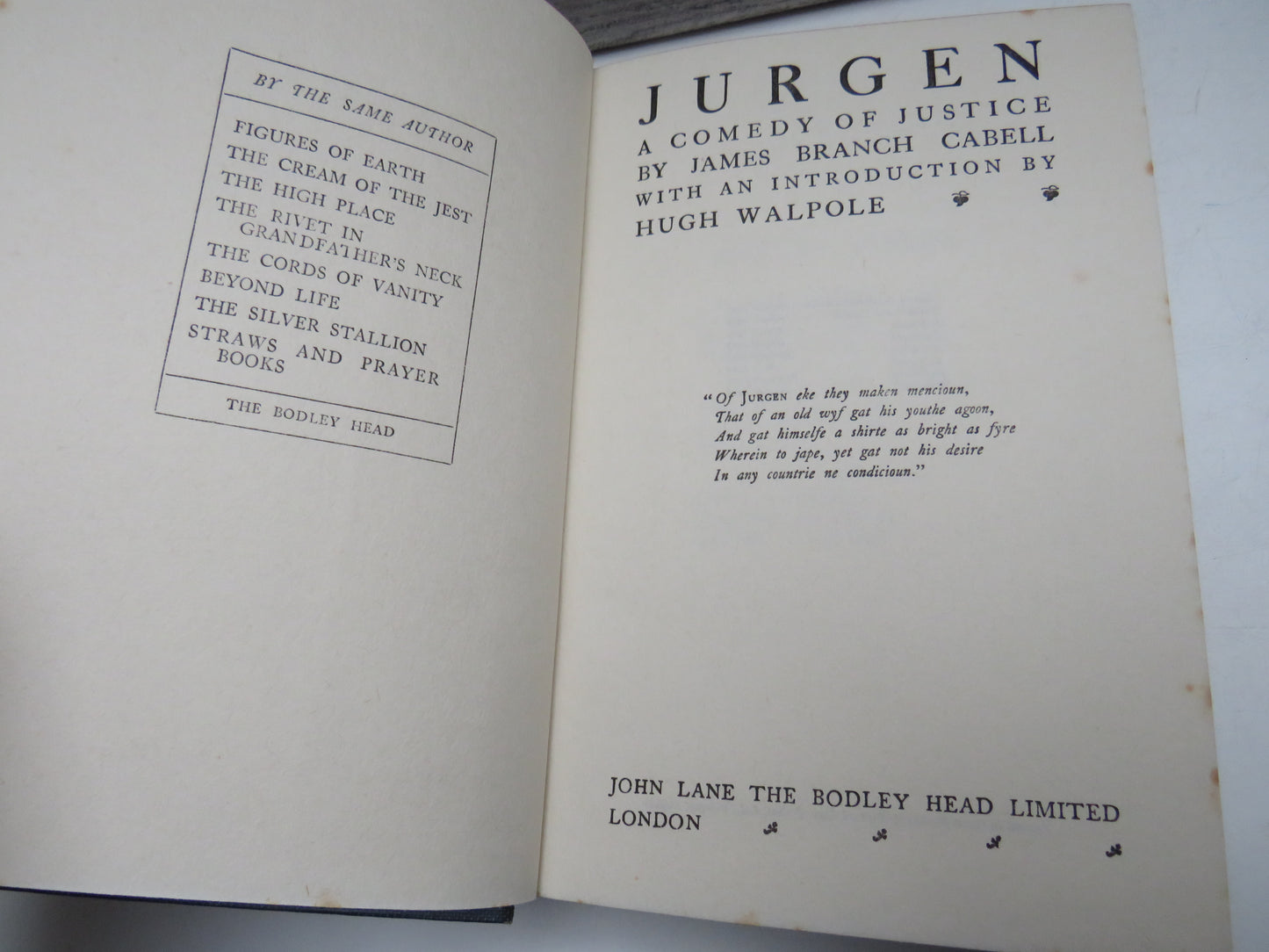 Jurgen A Comedy of Justice By James Branch Cabell 1926
