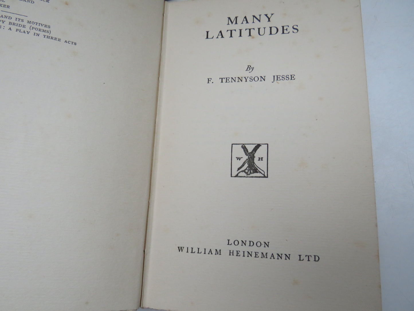 Many Latitudes BY F. Tennyson Jesse 1928 1st Edition