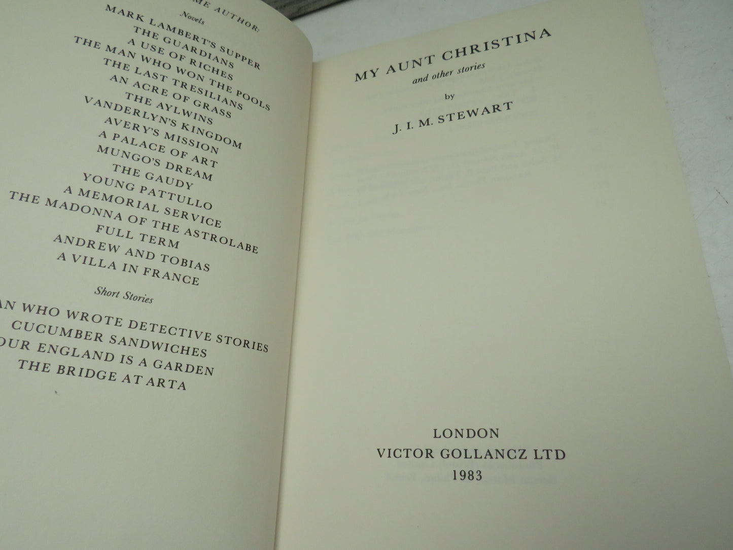 My Aunt Christina and Other Stories By J.I.M. Stewart 1983