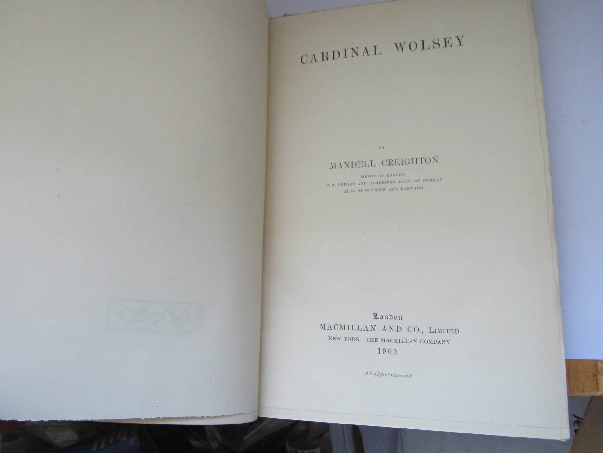 Antique Book of 'cardinal wolsey by mandell creighton 1902'