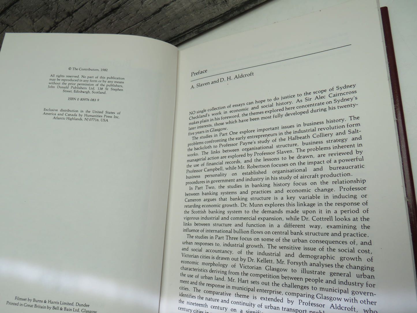 Business, Banking and Urban History Essays In Honour of S. G. Checkland Professor of Economic History University of Glasgow 1957-1982