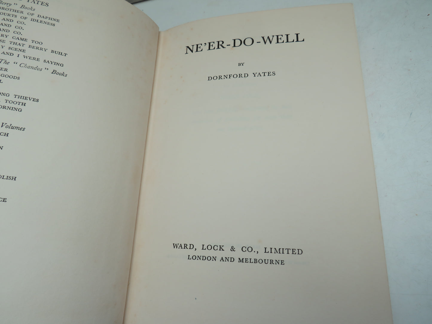 Ne'er-Do-Well By Dornford Yates 1954 1st Edition