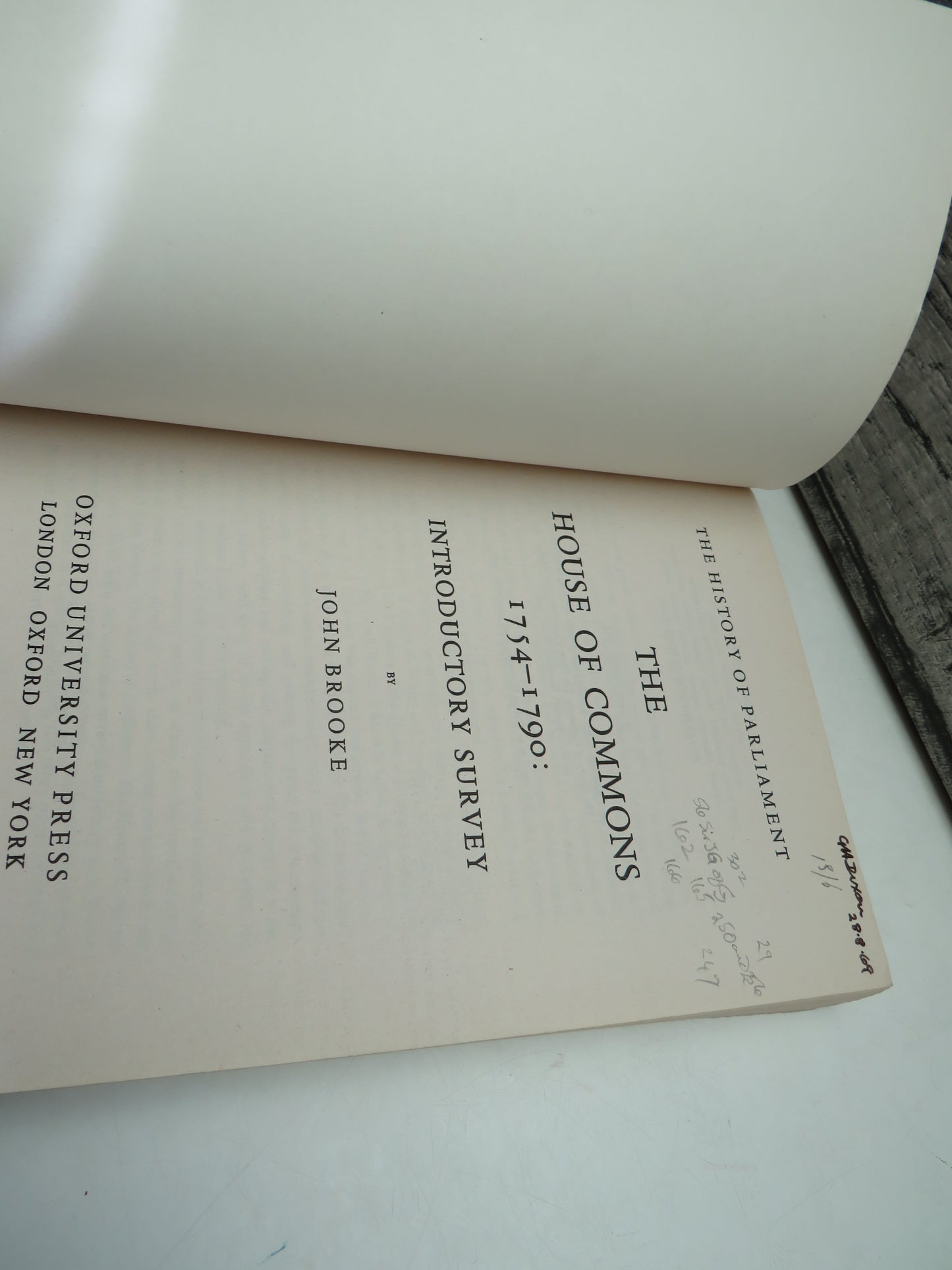 The House of Commons 1754-1790: Introductory Survey By John Brooke 1968