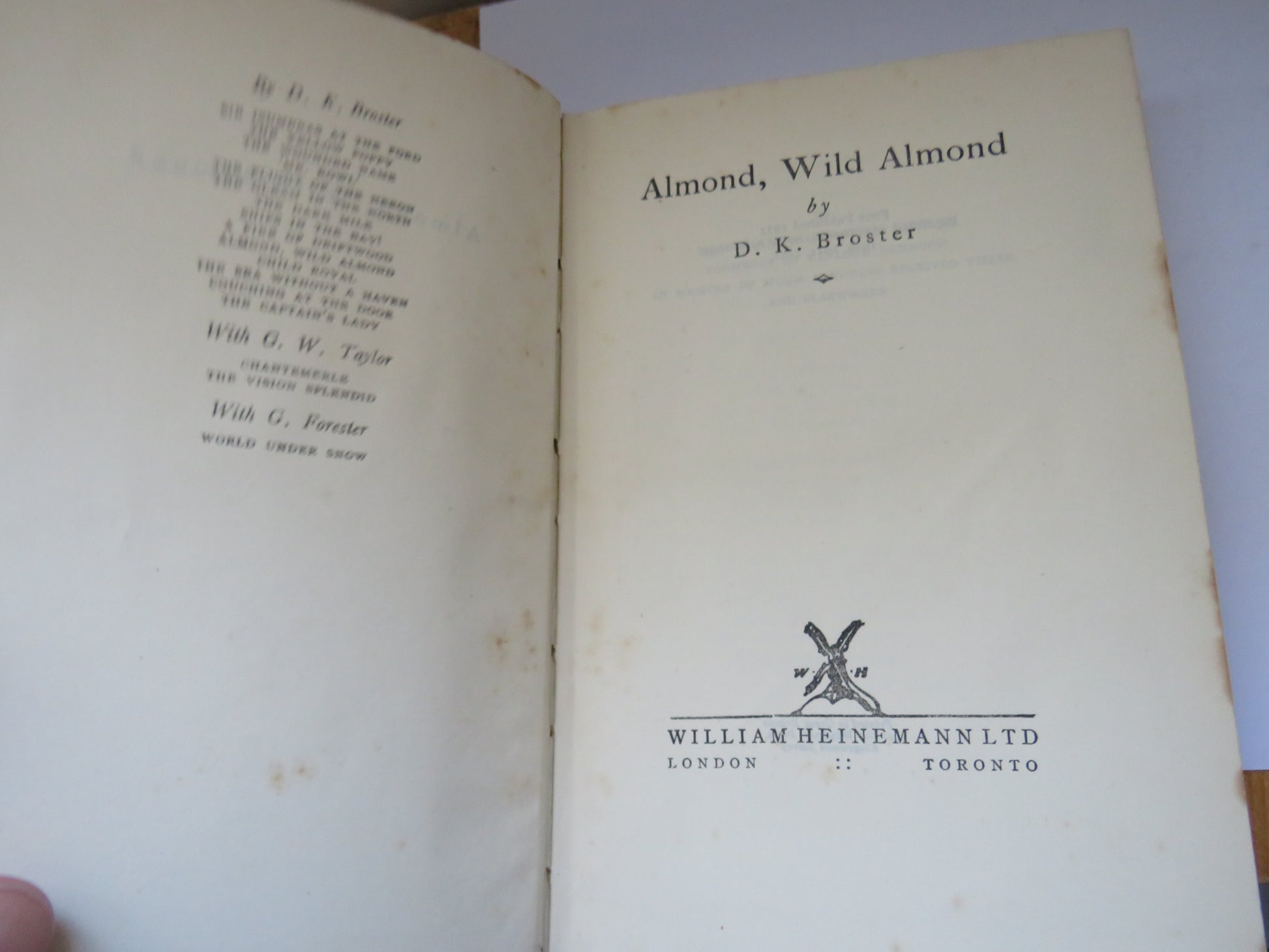 Vintage Book of 'almond wild almond by d k broster 1951'