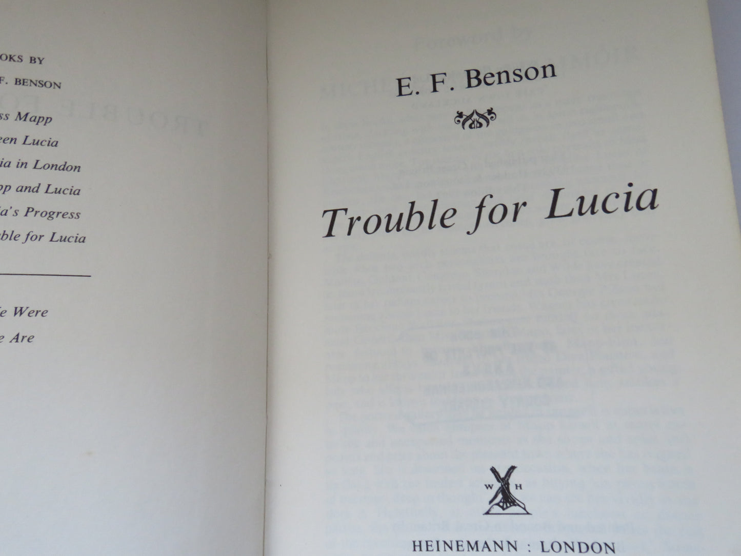 Vintage Book of 'trouble for lucia by e f benson 1968'