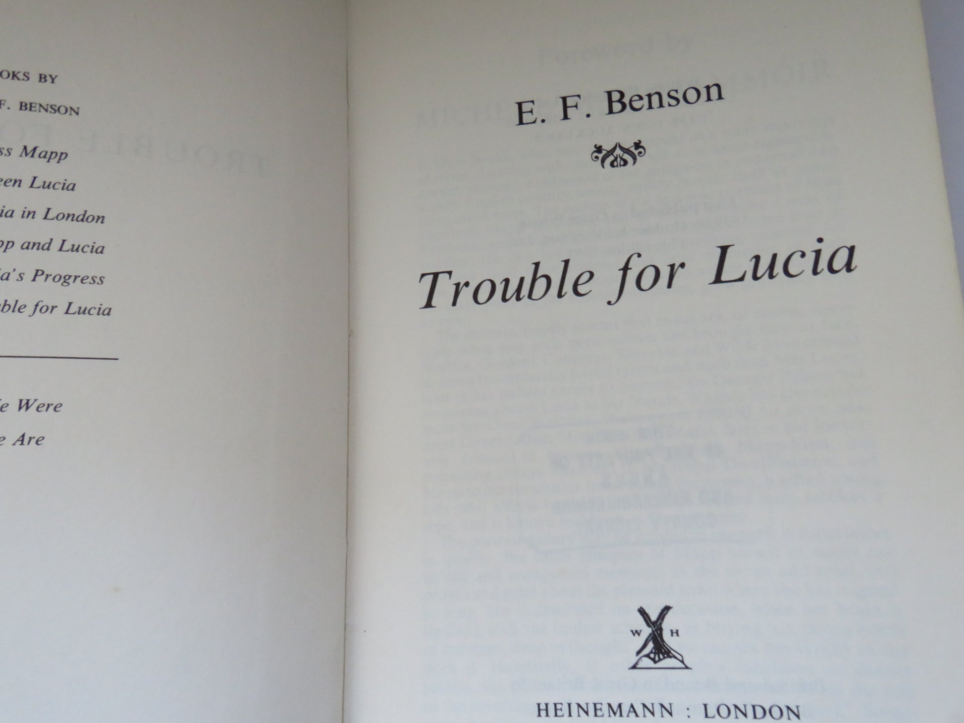 Vintage Book of 'trouble for lucia by e f benson 1968'