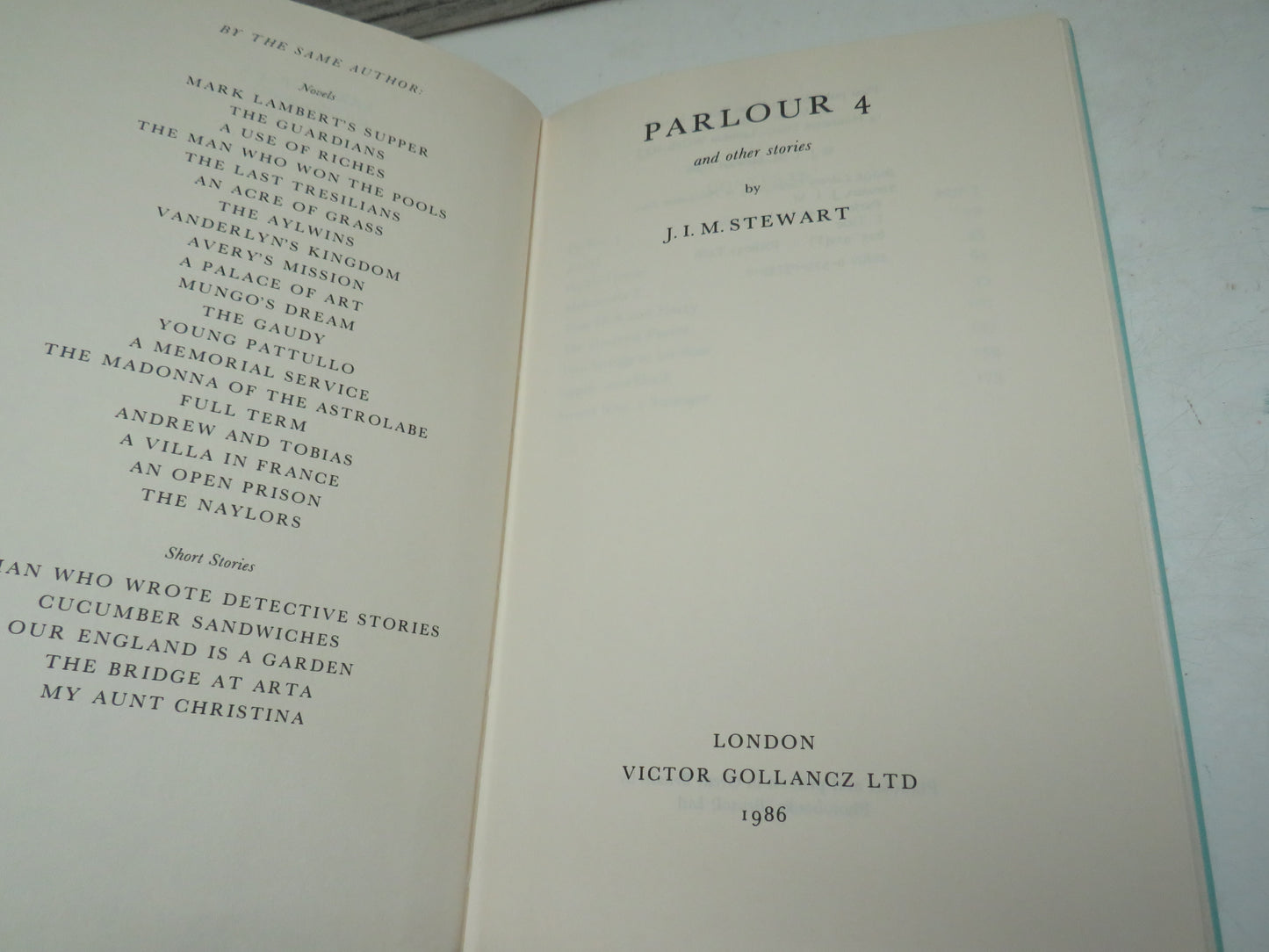Parlour 4 and Other Stories By J.I.M. Stewart 1986